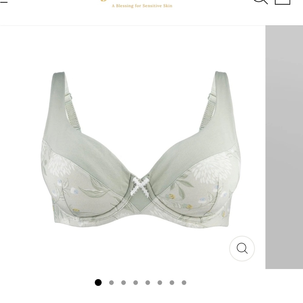 Julie May Bra & Briefs - 36B Medium - Soft Green Floral Organic Cotton & Silk - Picture 4 of 9